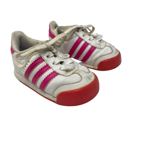 ADIDAS Baby Kids Girls Sz 4 Pink White Original Samoa Tie Sneakers - Picture 1 of 8